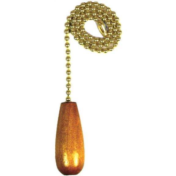 Jandorf 60321 Pull Chain, 12 in L Chain, Brass/Wood, Natural