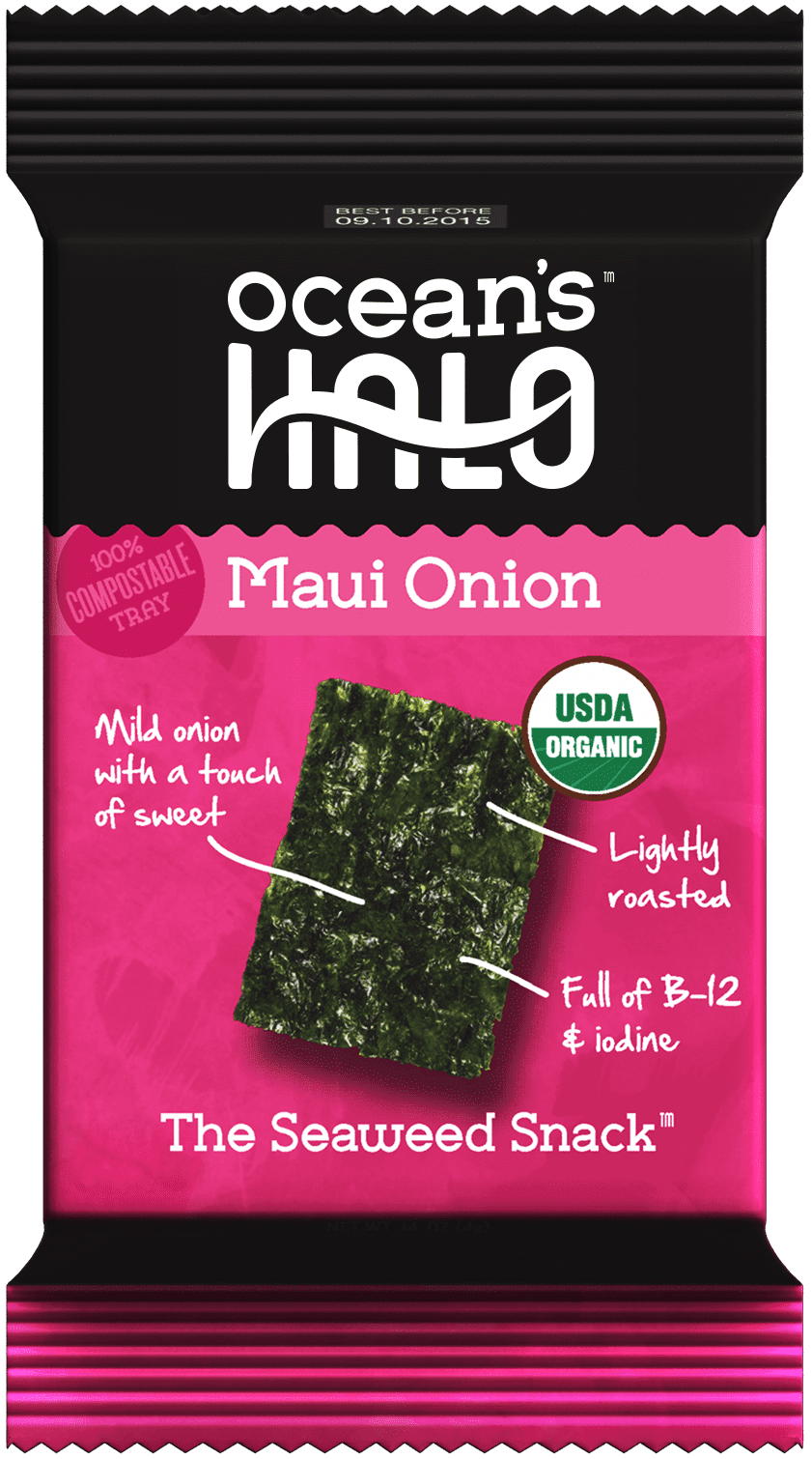 12 pack of Maui Onion Ocean's Halo Seaweed, 0.14 Oz Each