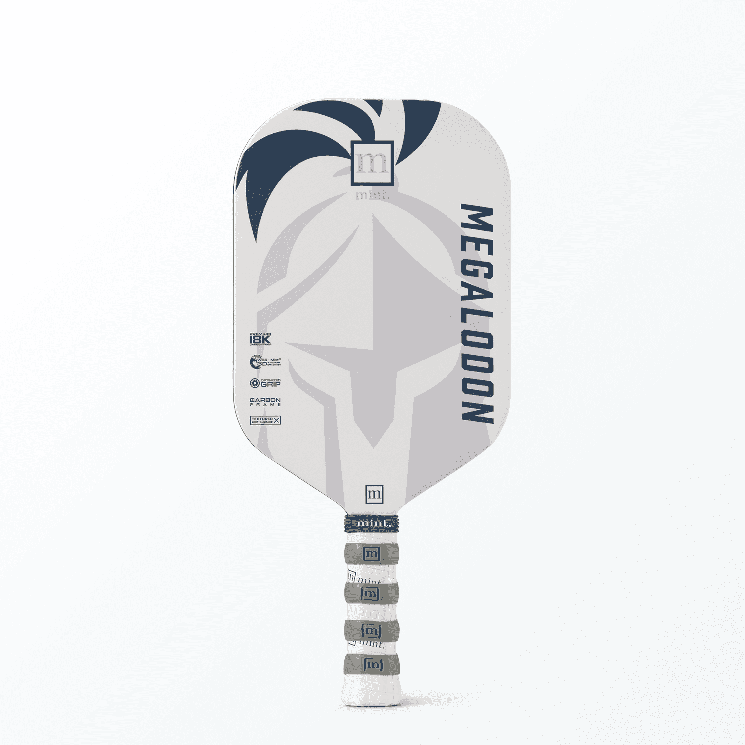 Mint Sport Megalodon Pickleball Paddle, 18K Carbon Fiber Face, 20mm Polypropylene Honeycomb Core, Elongated Handle, USAPA Approved