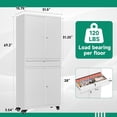 thumbnail image 3 of Letaya Metal Garage Storage Cabinet with Wheels,72“ Rolling Tool Cabinet with 4 Door Lock-Adjustable Shelves and Drawer for Garage Home Office Utility Room (White with Wheels), 3 of 11