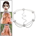 thumbnail image 4 of Head Chain Rhinestones Layered Forehead Bohemian Crysatal Drop Hair Accessories Boho Headpiece Headwear for Halloween Wedding Bridal Women Plata, 4 of 8