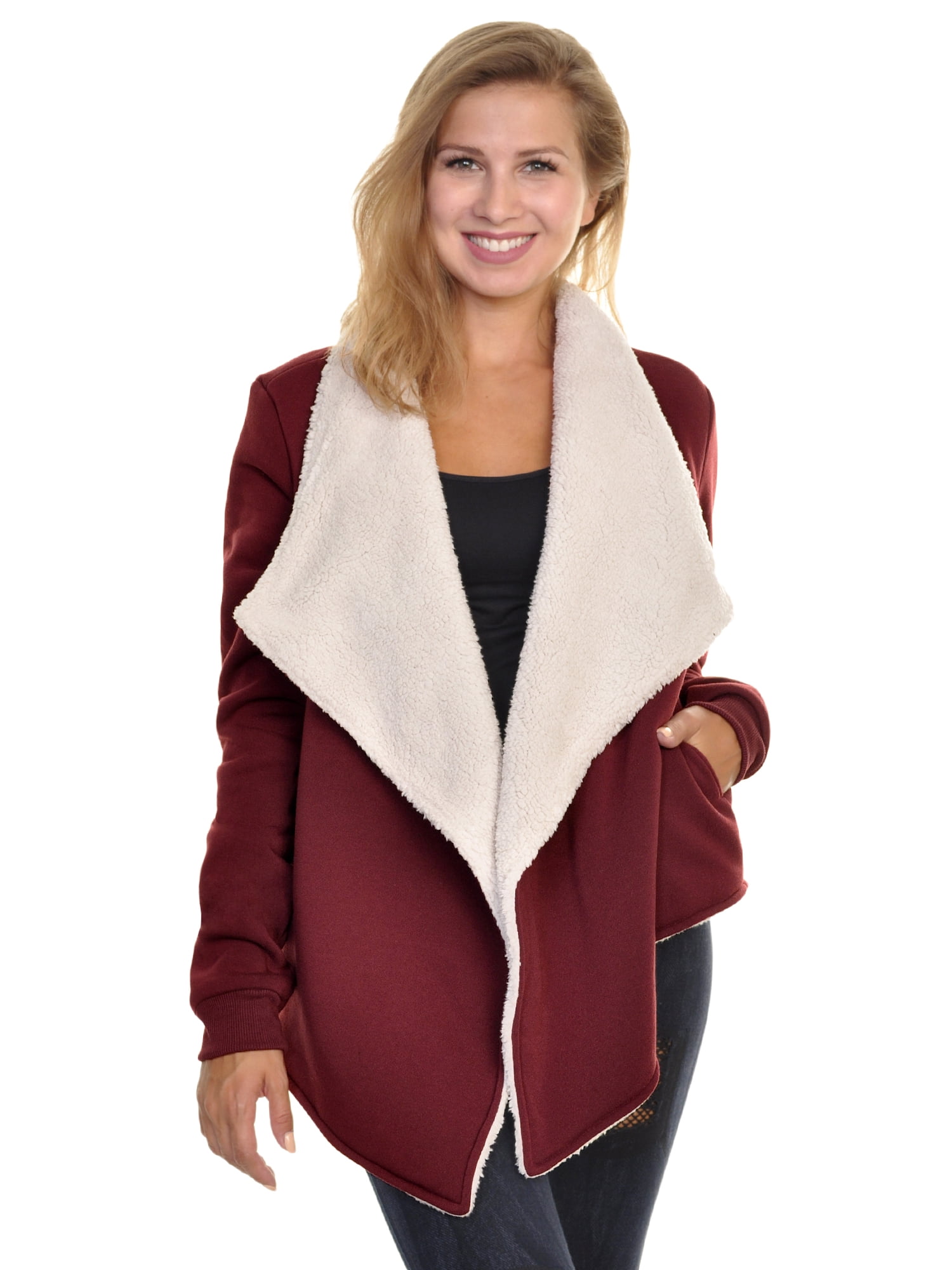 sherpa lined cardigan womens