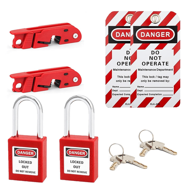 Circuit Breaker Lockout, Breaker Box Lock, 2.9 L X 0.74 W X 0.82 H(Inch), Accepts 110-220 Volts, Double Toggle Locks A
