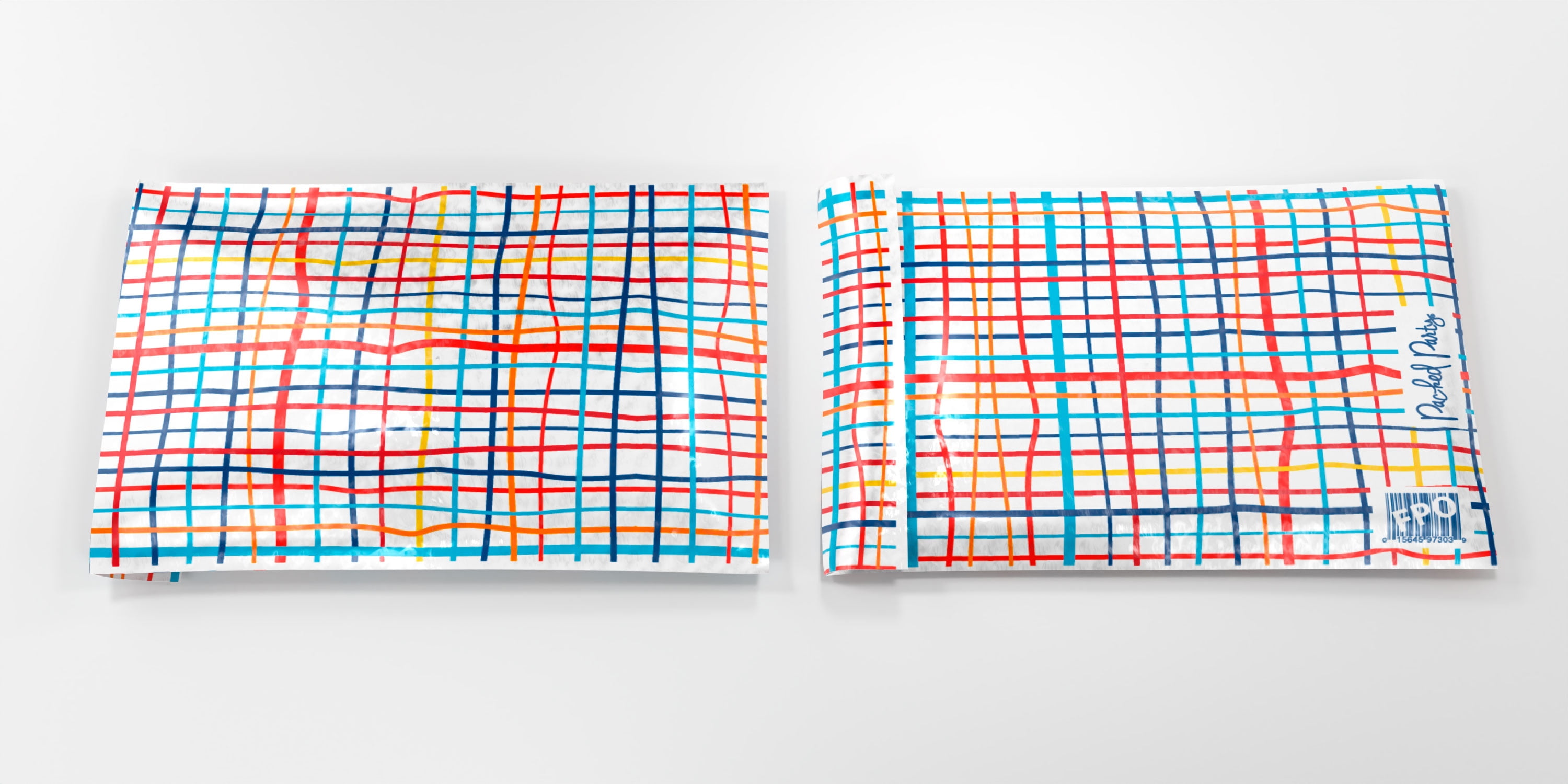Packed Party, Poly Bubble Mailers, #0, 6" x 9", Grid Print, 2-Pack
