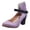 Purple, variant on VerPetridure Women's Sandals Summer Casual Roman Shoes High Heel Buckle Square Heel Patchwork Pump Sandals