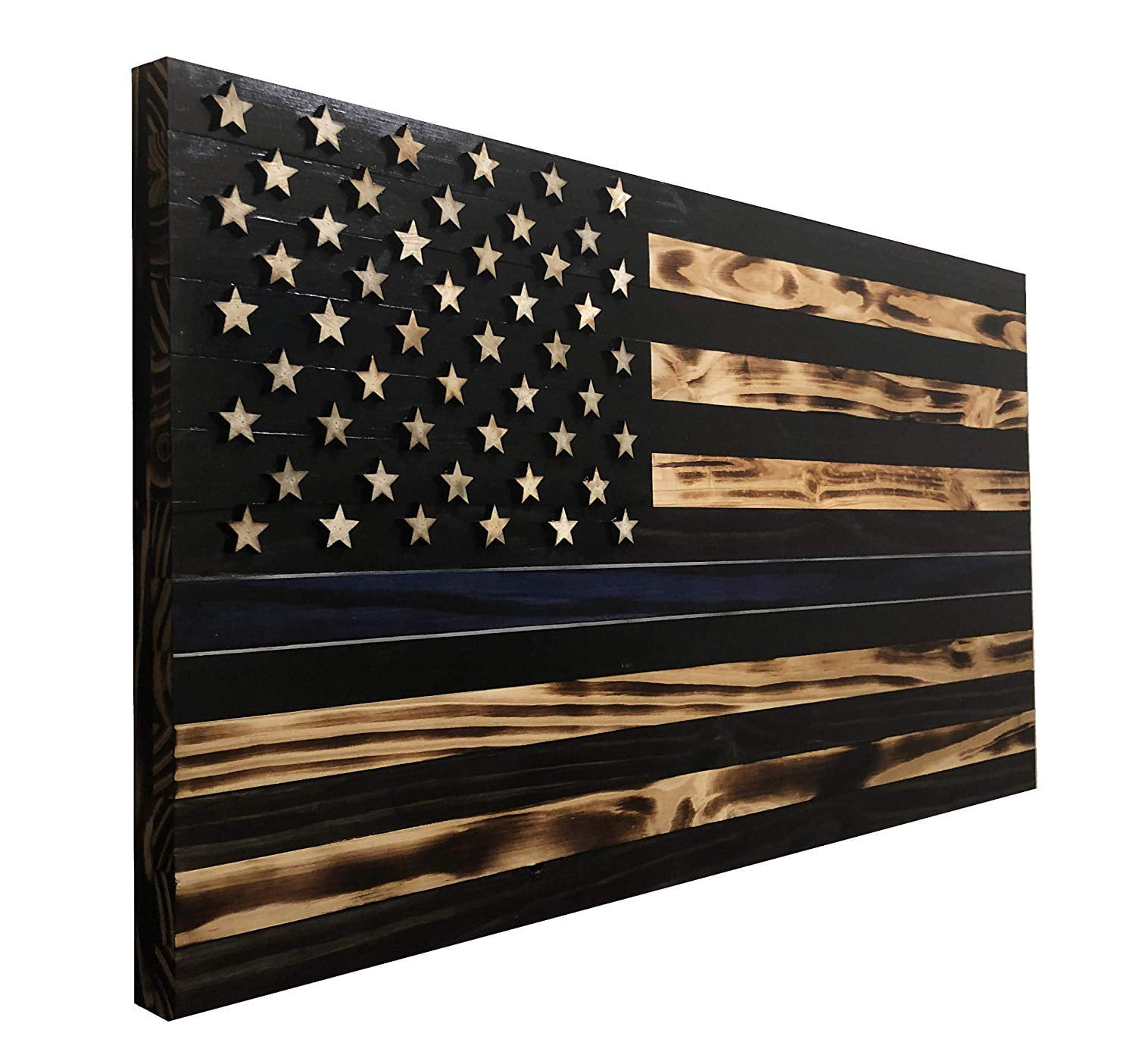 Vintage USA Flag Wall Art Size: 18" x 9.75" Police Support Thin Blue Line 