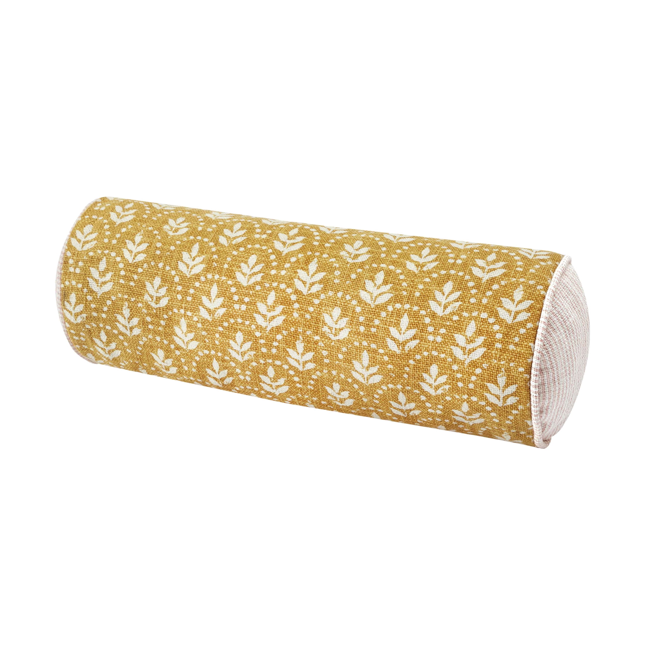 Beautiful 8" x 20" Amber Yellow Block Print Bolster Decoration Pillow by Drew Barrymore