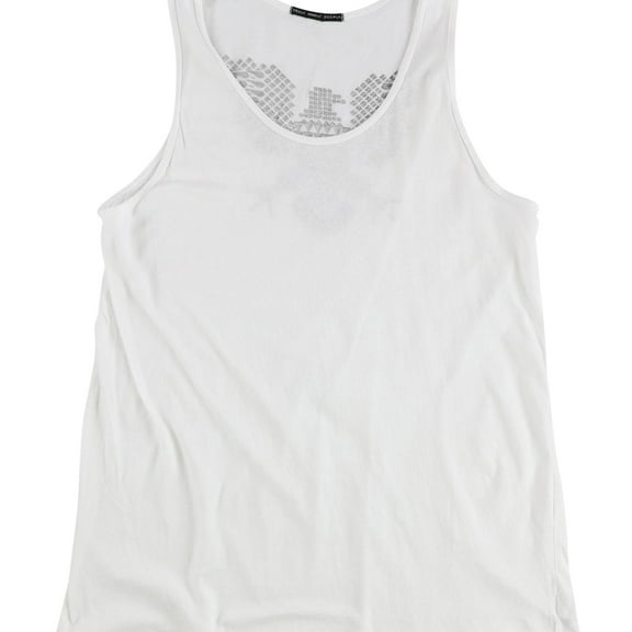 TRULY MADLY DEEPLY Womens Bird Back Racerback Tank Top, White, S/M