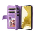 thumbnail image 3 of Allytech Wallet Case for Samsung Galaxy S23 FE with Zipper Pocket & 9 Card Slots & Wrist Strap, Fashion PU Leather Kickstand Magnetic Closure Shockproof Non-Slip Case for Women Men - Purple, 3 of 8