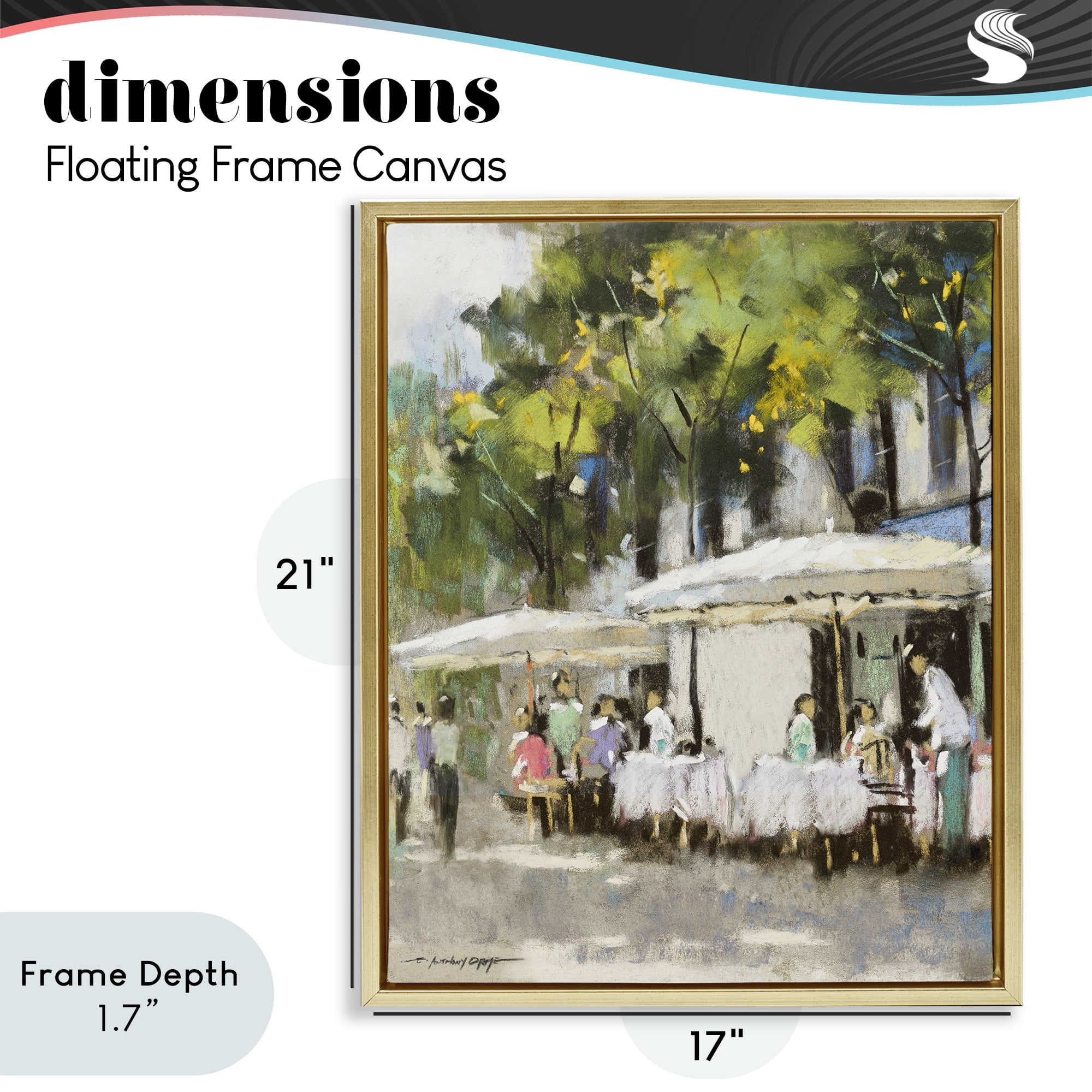 Stupell Industries Sunny Street Cafe Dining Gold Framed Floater Canvas Wall Art, design by Anthony Orme