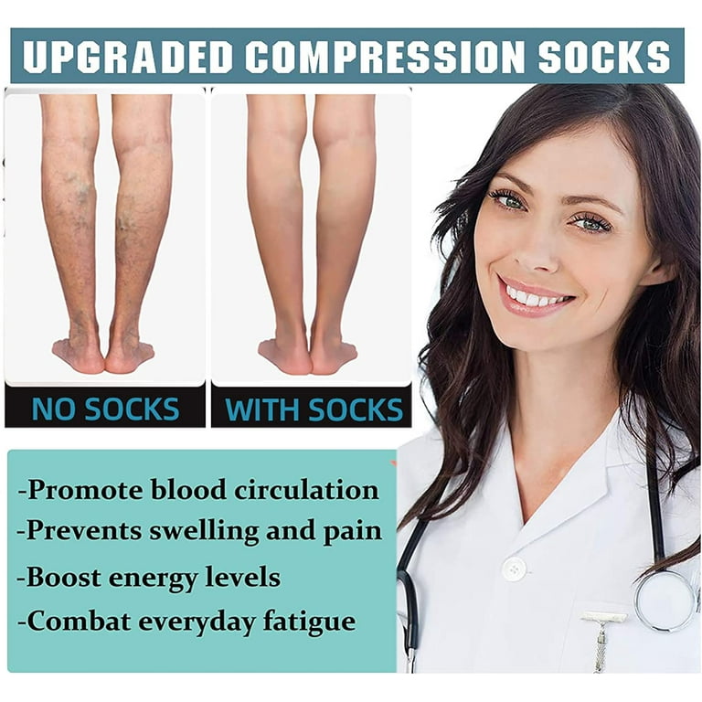 Hi Clasmix Graduated Medical Compression Socks for Women&Men Circulation  Recovery-Knee High Supports Running Socks Multicoloured 1 Small-Medium