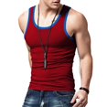 thumbnail image 3 of Men'S Gym Workout Tank Tops Color Blocking Sleeveless Muscle Shirts for Beach & Athletic Wear Red & Blue M, 3 of 9
