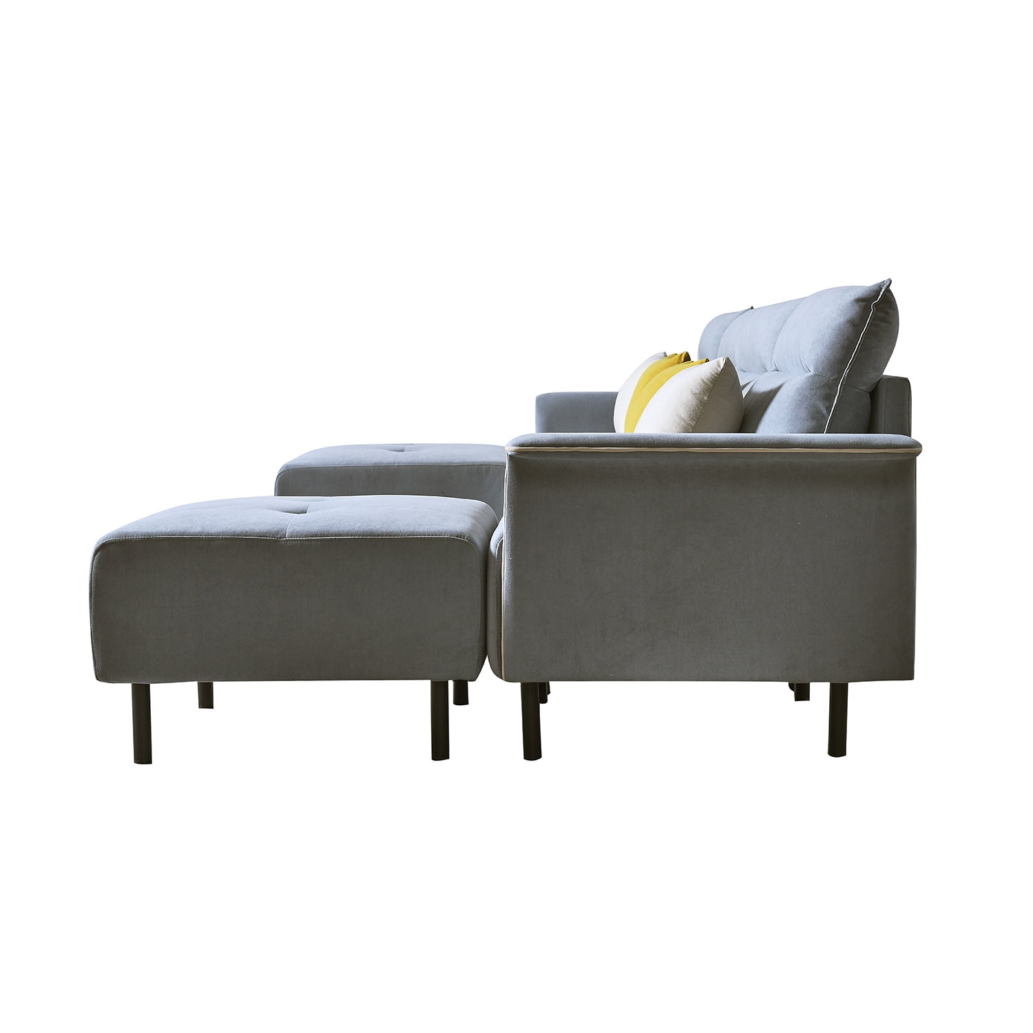 Kadyn Modern L-shaped Sectional Sofa for Living Room, Futon Sofa Bed for Home Hotel, Mid-century Modular Futon Sofa for Apartment Dorm, Blue