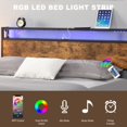 thumbnail image 6 of Yardmaster Queen Bed Frame, Industrial Bed Frame with 2 Tier Headboard Platform, Storage Headboard and LED Lights, Platform Bed Frame with 1000lbs Support, Noise Free, No Box Spring Needed, 6 of 10