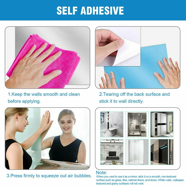 EUWBSSR 10pcs 12in Flexible Mirror Sheets Self-Adhesive Plastic Mirror  Tiles Non-Glass Mirror Sticker,Ultra-Thin Flexible Mirror Sheets for  Bedroom