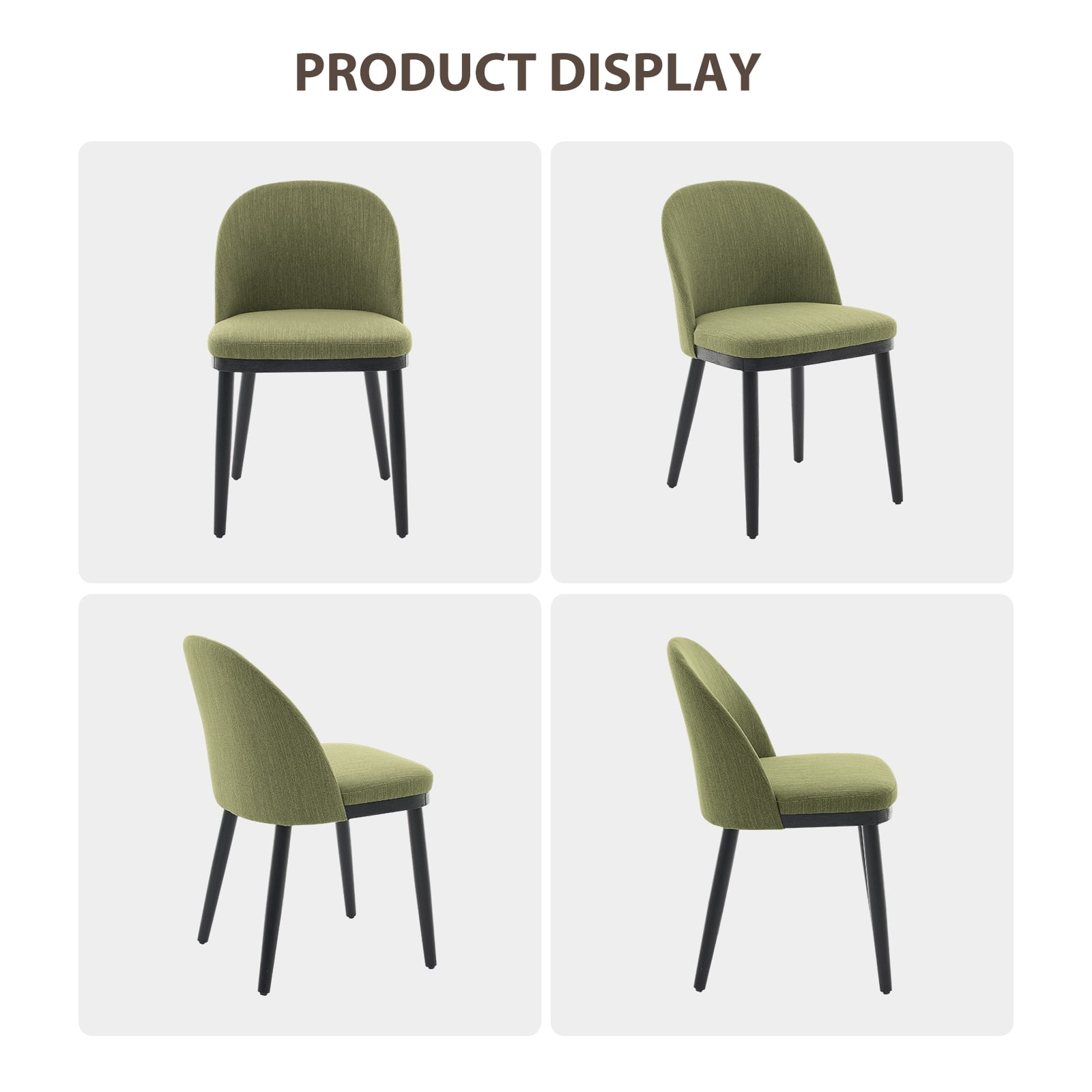 Memoryfield Dining Chairs Set of 2, Modern  Upholstered Kitchen Side Chairs with Curved Backrest, Green