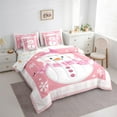 thumbnail image 2 of Manfei Cartoon Christmas Snowman 7-Piece Twin Bedding Sets,Merry Xmas Bedding Comforter Set,Pink White Snowflake Sheet Sets For Girl Kids,Super Cozy Room Decor Reversible, 2 of 7
