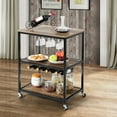 thumbnail image 4 of Gymax 3-Tier Rolling Kitchen Cart Utility Serving Bar Cart w/Glass Holder & Wine Rack, 4 of 10