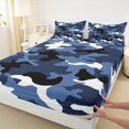 thumbnail image 3 of Homewish Camo Camouflage Twin Sheet Sets 3pcs for Teens Female Men,Abstract Geometric Twin Fitted Sheet Microfiber,Black Blue White Breathable Flat Sheet,Breathable Home Decor, 3 of 7