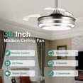thumbnail image 5 of Cusp Barn 36" Chrome Modern Retractable Ceiling Fan with Dimmable LED Lights and Remote Control, 6 Speeds DC Motor Fandelier Ceiling Fan, 5 of 12