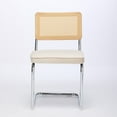 thumbnail image 2 of Dining Chairs Set of 2, Mid-Century Modern Velvet Upholstered Accent Chairs with Natural Cane Back & Stainless Chrome Base, Comfy Kitchen Chairs for Living Room Bedroom Office, Beige, 2 of 7