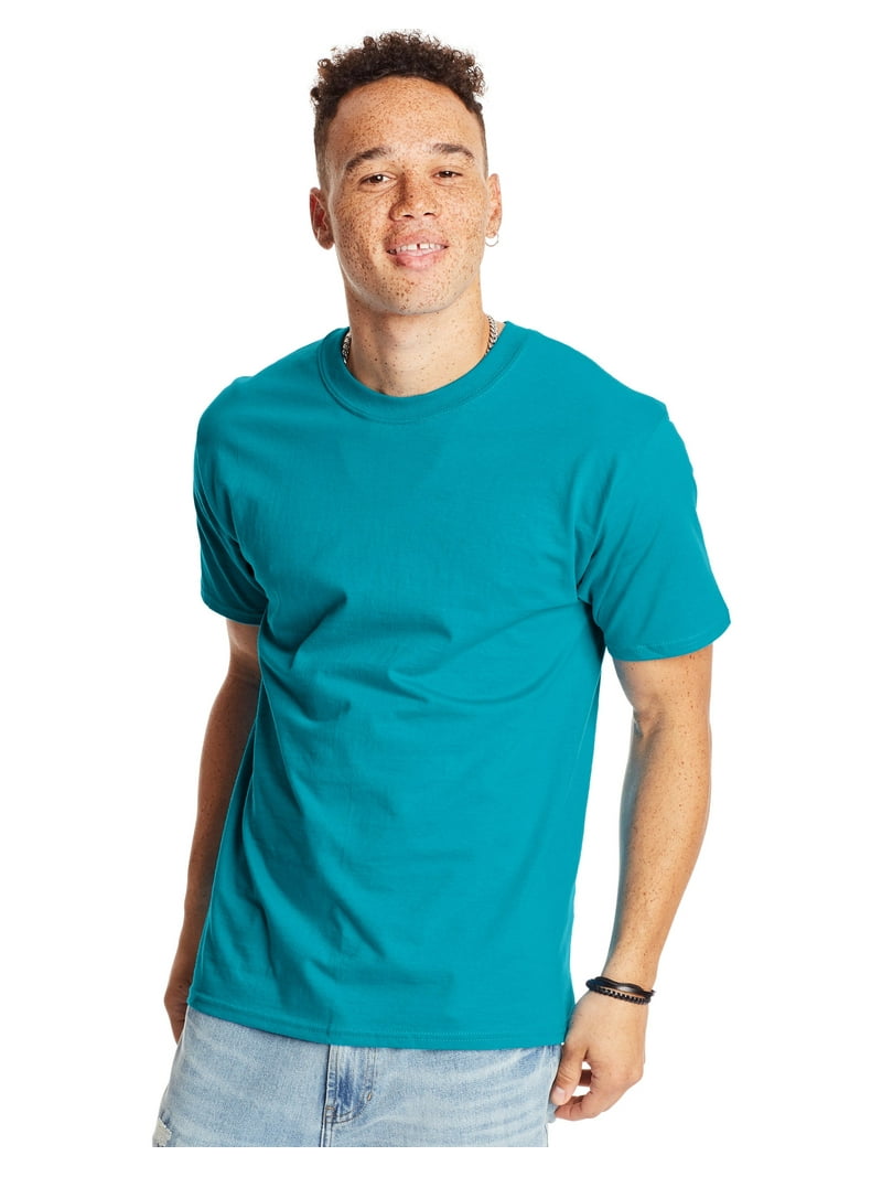 Hanes Beefy-T Unisex Short Sleeve T-Shirt Teal S - Walmart.com