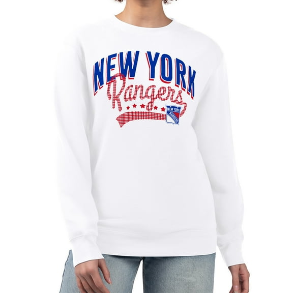 Women's G-III 4Her by Carl Banks  White New York Rangers Filigree Team Graphic Fleece Pullover Sweatshirt