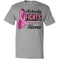thumbnail image 3 of Inktastic Breast Cancer Awareness Nobody Fights Alone Pink Ribbon T-Shirt, 3 of 5
