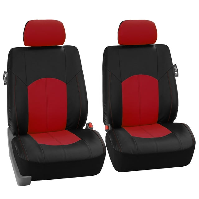 FH Group Universal Fit Perforated Leather Car Seat Covers Red - Front Set