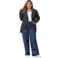 thumbnail image 3 of DARING DIVA Women's Plus Size Lapel Open Front Irregular Hem Knit Cardigan 1X Dark Gray, 3 of 6