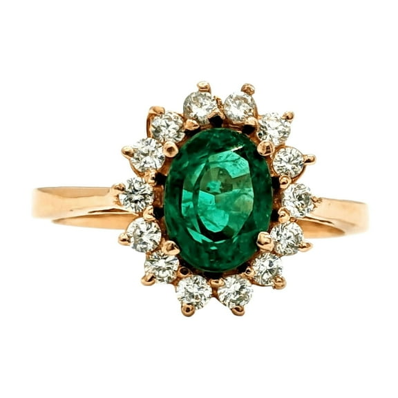 Samriddhi Creations Lab Made Emerald Statement Ring, Moissanite Promise Ring, 8x6 mm Oval Cut 1.46 Cts, Handmade Jewelry, Anniversary Gift for Her