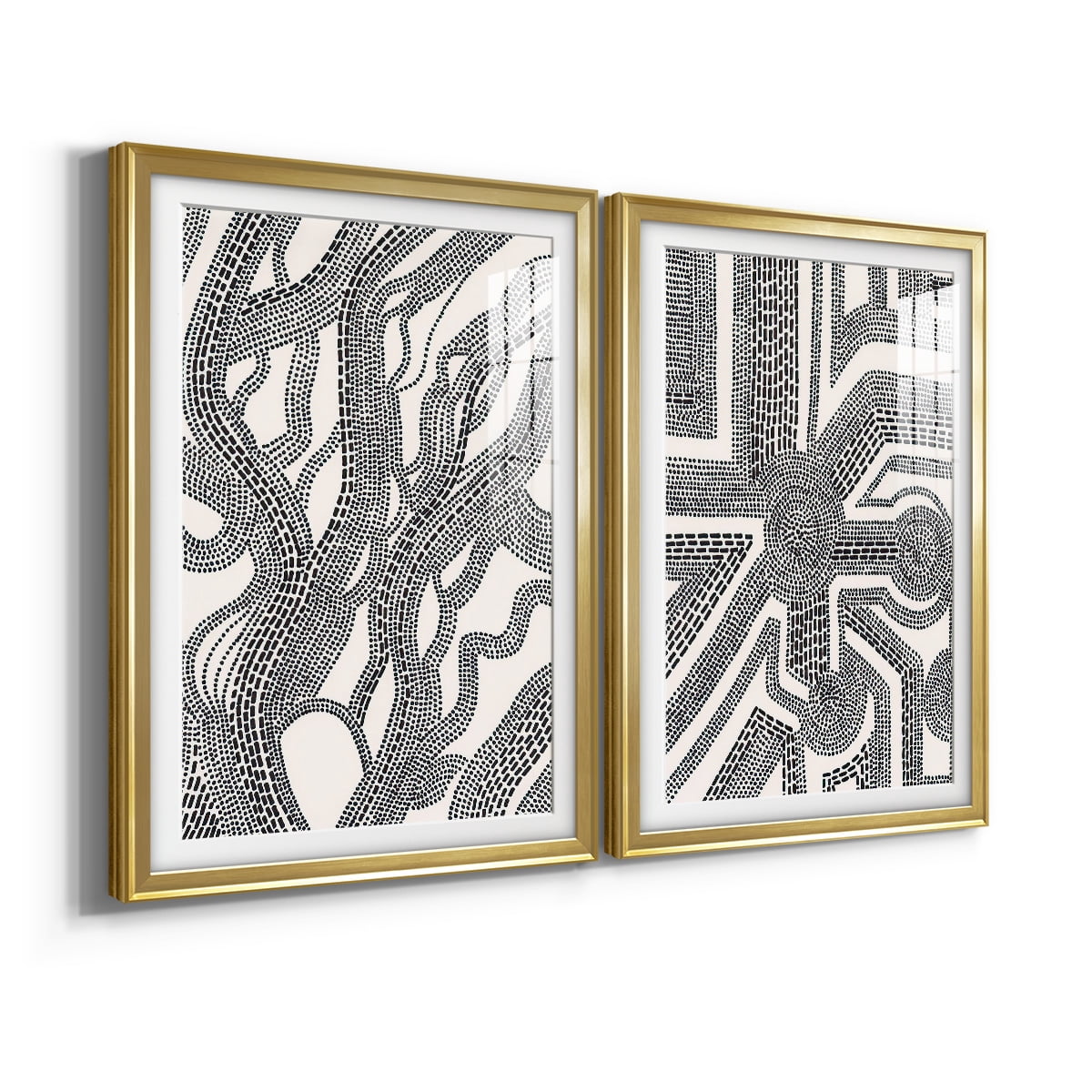 Wexford Home Dots and Dashes I Premium Framed Print, 22.5" x 30.5" - Ready to Hang, Gold (Set of 2)