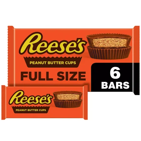 Hersheys Reeses Milk Chocolate Peanut Butter Cups Candy, 6 Ea..