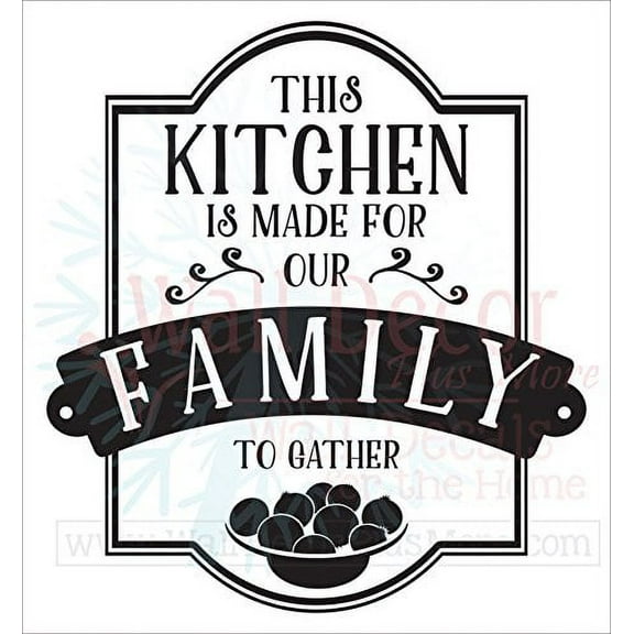 Popular Kitchen Quotes Vinyl Wall Stickers Decal Family to Gather Wall Lettering, 25 x 23, Black