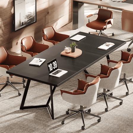 Tribesigns 70.86" Conference Table, Modern Meeting Table with Metal Frame for Office Meeting Conference Room (Black)