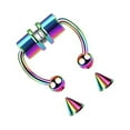 thumbnail image 1 of 5 Pair Stainless Steel Fake Non-Piercing Nose Rings Rock Lodestone Fashionable Punk Style Trend Body Jewelry Hoop Women Men Colorful, 1 of 8