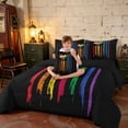 thumbnail image 3 of Manfei Rainbow American Flag Full Size Bedding Sets, Grunge Stripe Full Size Bed in a Bag, Multicolor, Black Reversible 7 Pieces, 3 of 6