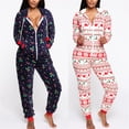 thumbnail image 5 of Family Matching Women Holiday Romper Christmas Pyjamas Xmas Nightwear Jumpsuits Long Sleeve Hooded Ladies Winter Warm Homewear, 5 of 6
