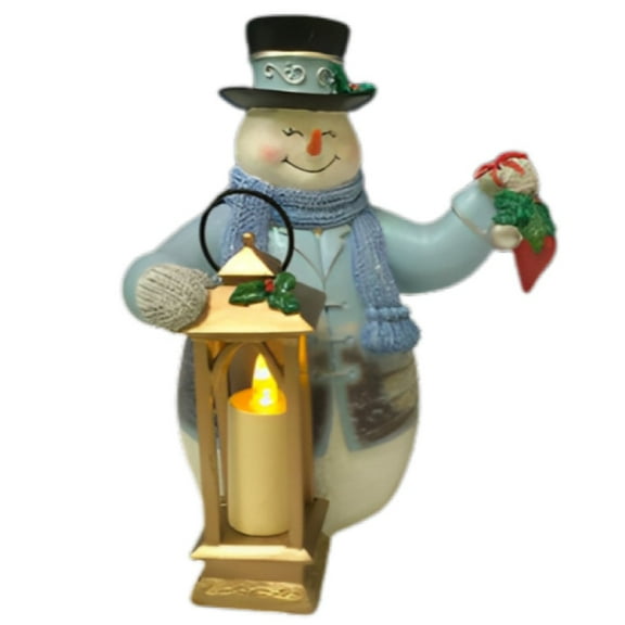 The Bradford Exchange Warm Wishes Tabletop Centerpiece Collection Issue #6 Deck The Halls Lighted Musical Snowman Lantern Christmas Decoration by Thomas Kinkade 7-inches