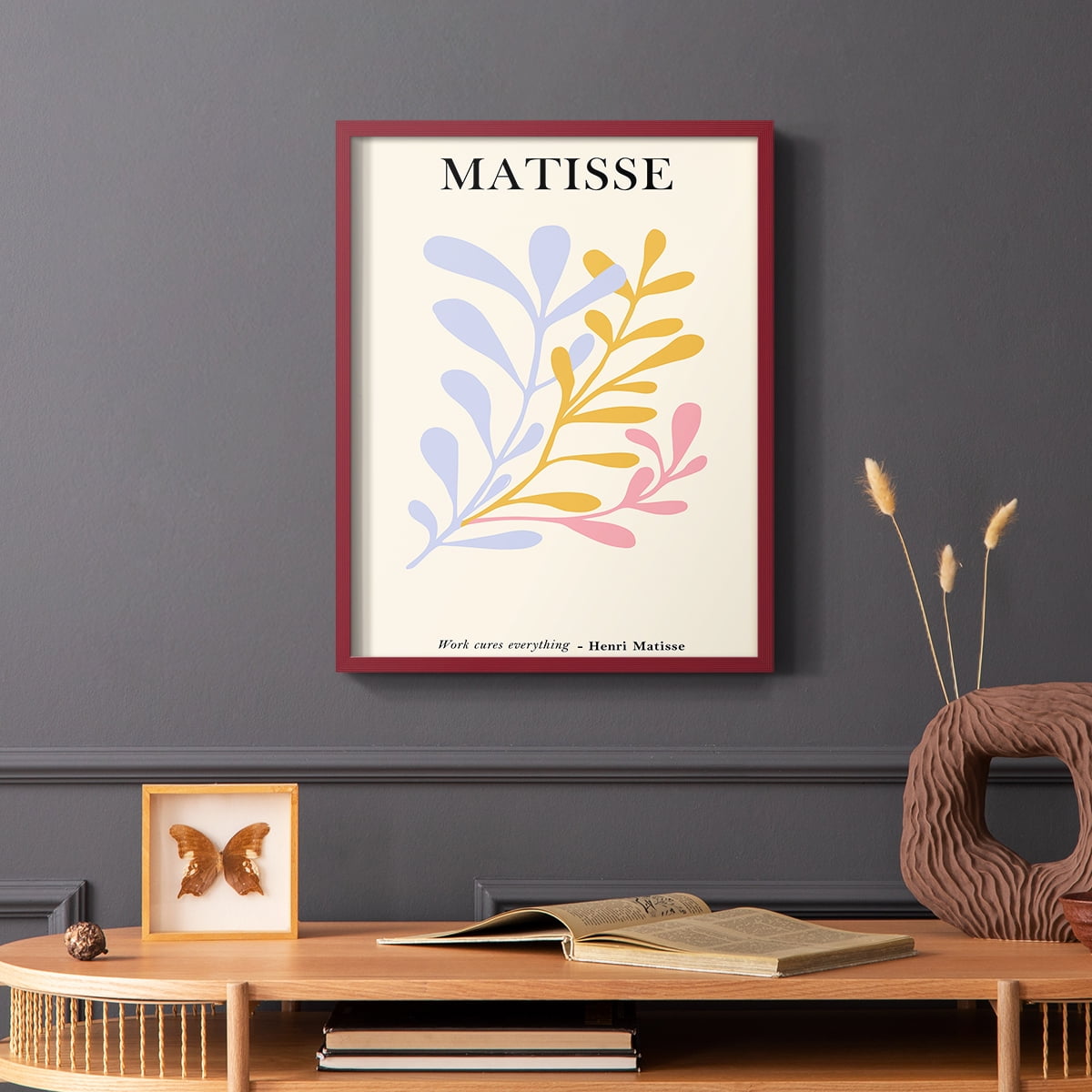 Matisse CDLXXXI in Red Solid Wood Framed Print No Nail Hanging