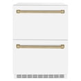 thumbnail image 2 of ZLINE Autograph Edition 24 in. Touchstone 168 Can Outdoor-Rated Dual Refrigerator Drawer with White Matte Doors and Champagne Bronze Handles (RDSOZ-WM-24-CB), 2 of 2
