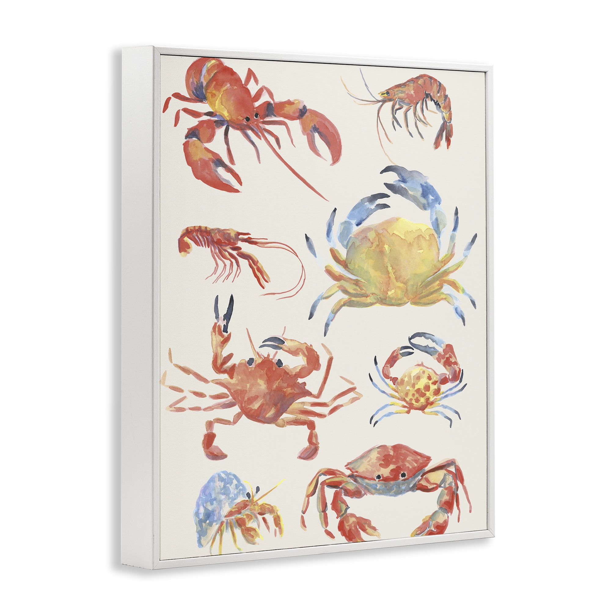 Stupell Industries Crab & Crustacean Collection White Framed Giclee Art, design by June Erica Vess