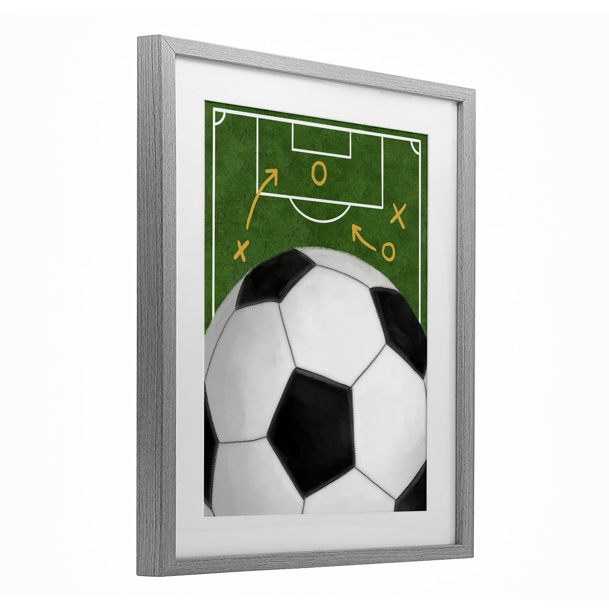 Stupell Industries Soccer Field & Ball Gray Framed Print Under Glass, design by Jennifer Stith