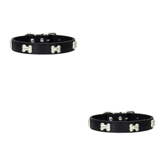 Youkk Stylish PU Cat Collar With Adjustable Buckles And Durable Multiple Sizes Available Dogs Collars black 2.0*40cm 2Set