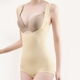 thumbnail image 3 of ZQUUVOU Women's Open Bust Shapewear Tummy Control Bodysuits Seamless High Waisted Body Shaper Solid Yoga Jumpsuit Shorts Corset Beige, 3 of 5