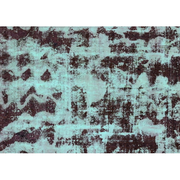 Ahgly Company Indoor Rectangle Abstract Turquoise Blue Modern Area Rugs, 4' x 6'