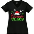 thumbnail image 3 of Inktastic Granny Claus with Christmas Santa Hat and Snowflakes Women's Plus Size V-Neck T-Shirt, 3 of 5