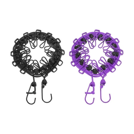 

Uxcell 1.85M/6.07ft Elastic Portable Clothesline with 12 Clothespins Black/Purple