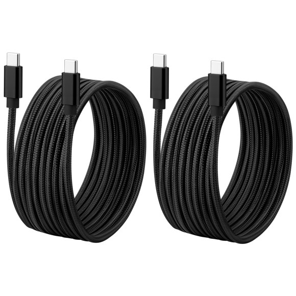 USB C To USB C 60W Cable 15FT, ROFAY [2-Pack] Type C Charger Cord Compatible with iPhone 16 Pro Max 15 Plus, Galaxy S25 Ultra S24 S22/S21/S20+ Ultra, Black