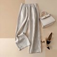 thumbnail image 2 of KPOPLK Women's Cotton Linen Pants Summer Women Tall Casual Loose Fashion Drawstring Lounge Straight Leg Palazzo Pants Size XXXL,Khaki, 2 of 4